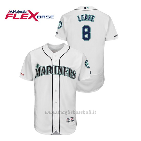 Maglia Baseball Uomo Seattle Mariners Mike Leake 150th Aniversario Patch Flex Base Bianco